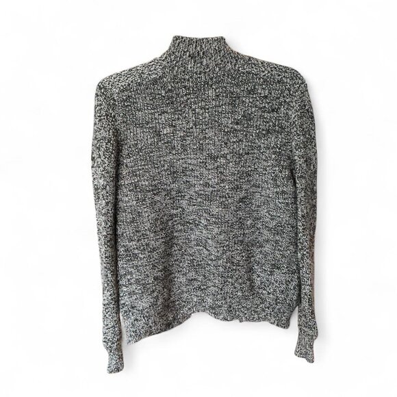 Theory Wool Button Cardigan Sweater Black White Knit Size Large - Picture 2 of 3